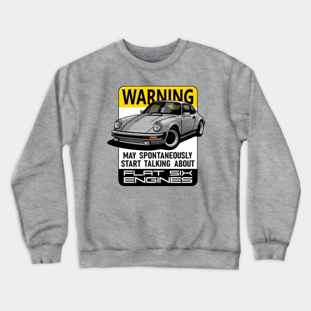 The iconic aircooled flat six german sports car with warning advice Crewneck Sweatshirt by jaagdesign